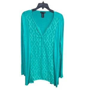 New Green/Blue  3/4 Sleeve Relaxed Tunic